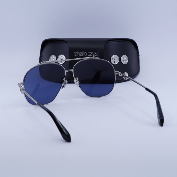 Final Price! Roberto Cavalli SRC008V 0579 Palladium/Blue Sunglasses - Picture 4 of 9